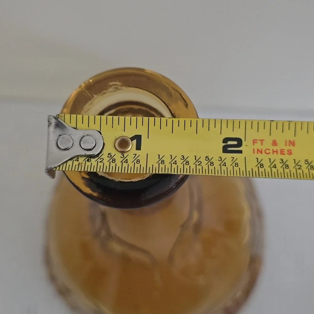 Vintage 1950s Empoli Three Fruits Pattern Amber Glass Decanter